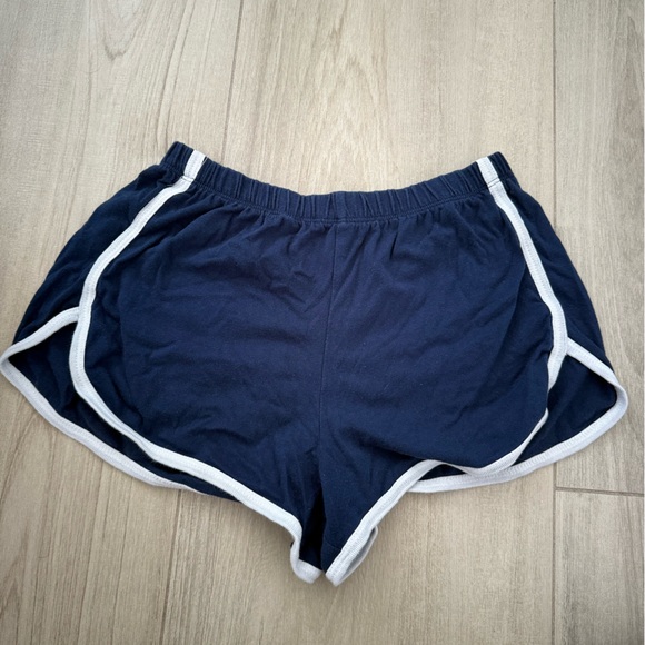Brandy Melville Navy Blue Shorts with White Trim - Picture 1 of 2